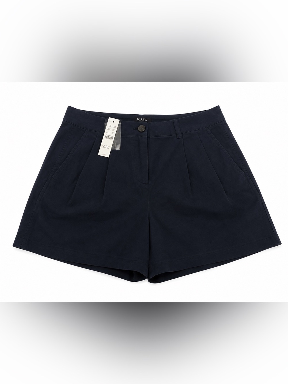 J.Crew Pleated Navy Shorts Cotton Pockets NWT High Ris Tailored Minimalist Size2